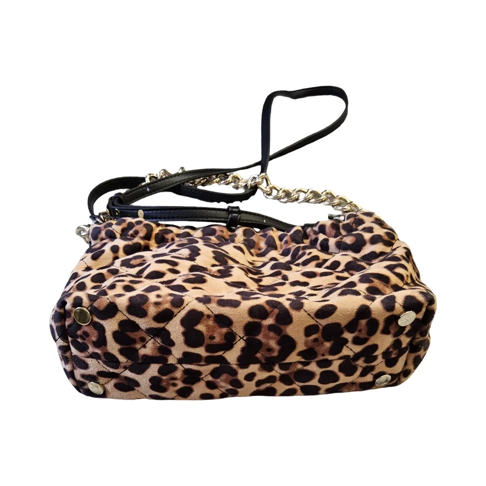 New INC International Concepts Brown and Black Crossbody Bag with Leopard Print